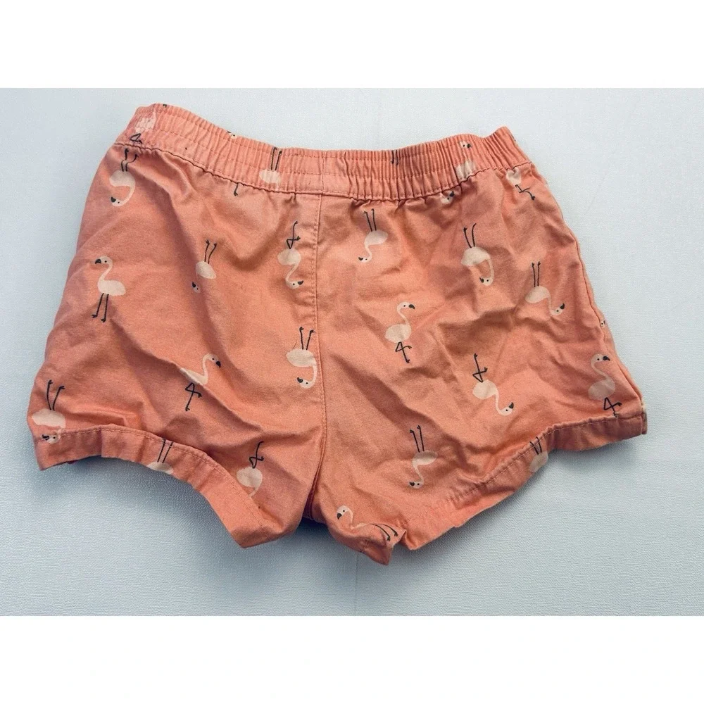 Carter's Just One You Girls 12M Pink Flamingo Shorts Cotton Beach Tropical